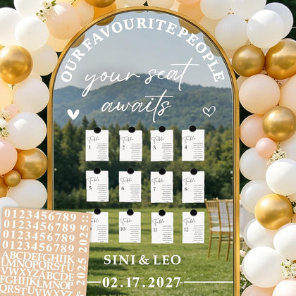 Wedding Welcome Sign for Mirror Seating Chart Decals for Reception Display
