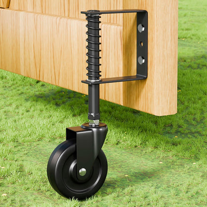 4" Spring Loaded Gate Caster, Heavy Duty Gate Wheel for Outdoor Wooden Gate Fence, Gate Support Helper with 360°