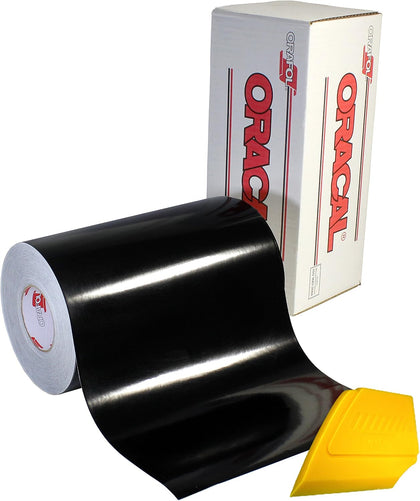 651 Gloss Black Adhesive Craft Vinyl 12 Inches x 6.5 Feet Large Roll Including Detailer Squeegee