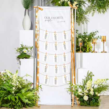 Wedding Seating Chart 76"x24" Linen Fabric Reception Sign