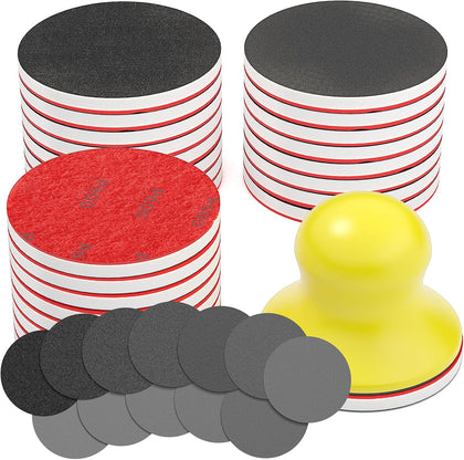 32PCS Sanding Sponge Set,3 Inch Hook & Loop Sanding Sponge Discs Kit, 180–3000 Grit Wet Dry Sanding Pads with 3" Hand