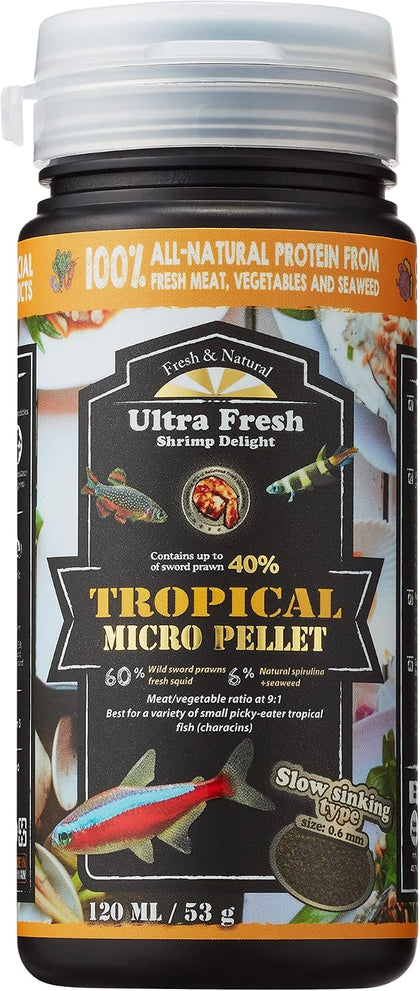 Tetra Fish Food, Slow Sinking, All Natural Ingredients, Wild Sword Prawns, Spirulina, Color Enhancement, Small