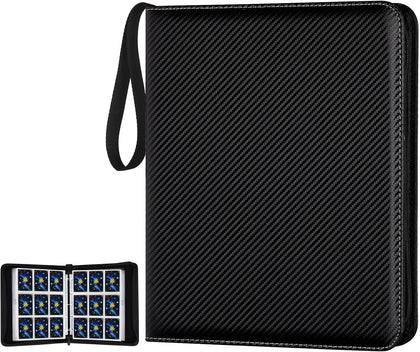 9 Pocket Trading Card Binder,900 Cards,50 Top-Loading Pages, Double Sided Pockets PU Cover Zipper Collection Album