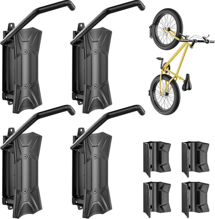 Swivel Bike Wall Mount for Fat Tire, Up to 4.5" Tire Width, 4 Pack | Swivel Bike Wall Hanger, Holds Up to 77lbs