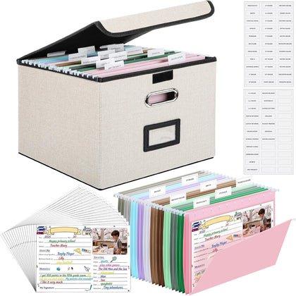 School Memory Organizer Box Kit K-12 School Years Memory Keepsake with 24 Different Memorys Questionnaires 24 Hanging