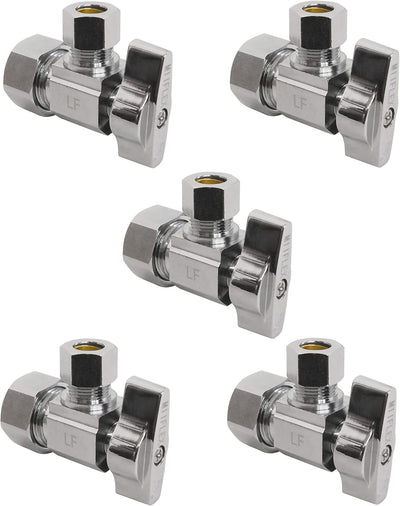 Heavy Duty 1/4 Quarter Turn Angle Shut Off Valve Squared Body 1/2 in. NOM Comp Inlet x 3/8 in. OD Compression Outlet