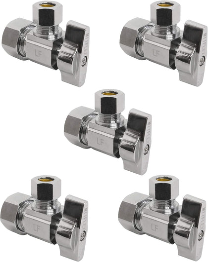 Heavy Duty 1/4 Quarter Turn Angle Shut Off Valve Squared Body 1/2 in. NOM Comp Inlet x 3/8 in. OD Compression Outlet