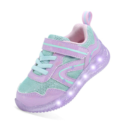 Toddler Girls Light Up Shoes LED Flashing Sneakers Purple 8