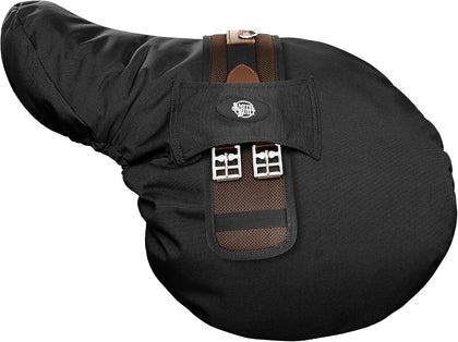 English Saddle Cover, Black - Breathable, Waterproof Fleece-Lined Fitted Protector