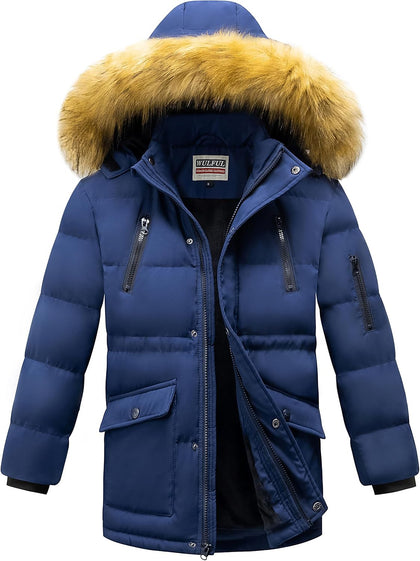 Boy's Winter Coat Waterproof Fleece Lined Parka Jackets Kids Hooded Puffer Outerwear