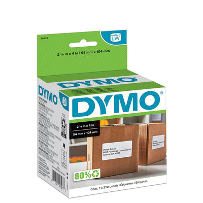 Authentic LW Shipping Labels, DYMO Labels for LabelWriter Label Printers, 2-1/8" x 4", 1 Roll of 220