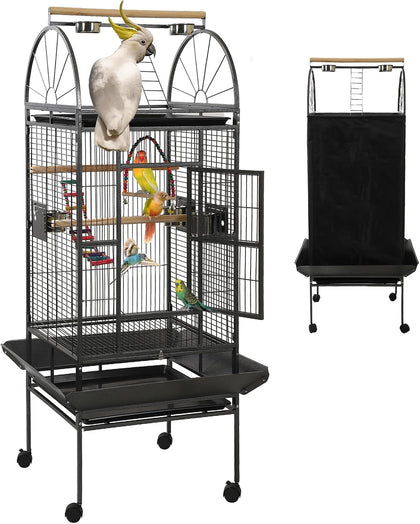 69-inch Large Bird Cage with Stand, Flight Cages for Parakeets & Play Top & Birdcage Cover for African Grey Quaker