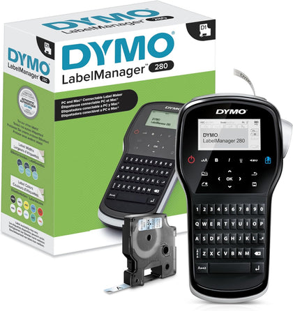 Label Maker LabelManager 280 Rechargeable Portable Label Maker Easy-to-Use One-Touch Smart Keys QWERTY Keyboard PC