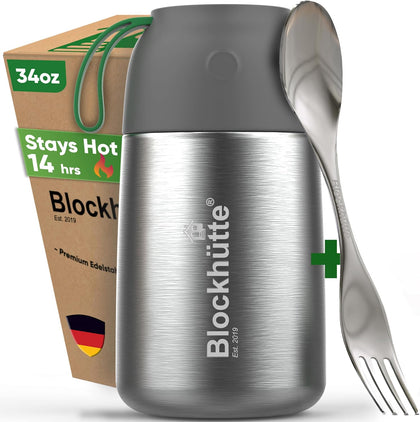 Soup Thermos for Adults - 34 oz Vacuum Stainless Steel Thermal Lunch Box, Leakproof Thermos for Hot Food, Wide Mouth