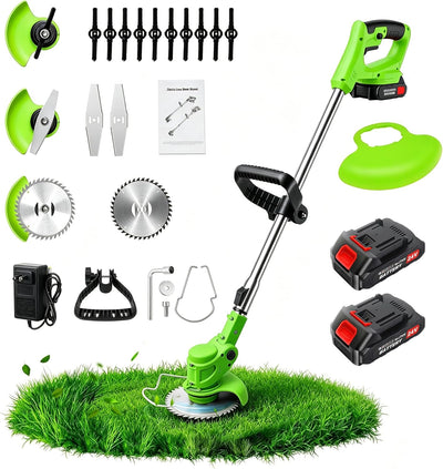 3-in-1 Cordless Weed Wacker: 21V Battery Powered Weed Eater | Electric Brush Cutter Lawn Edger with 2 x 2000mAh