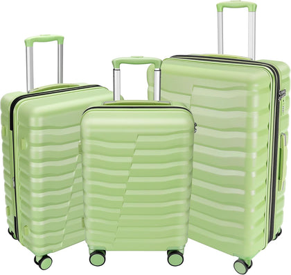 Lightweight Luggage with Spinner Wheels & YKK Zipper, 3-Piece Travel Suitcase ABS+PC Hardshell Luggage Set with TSA