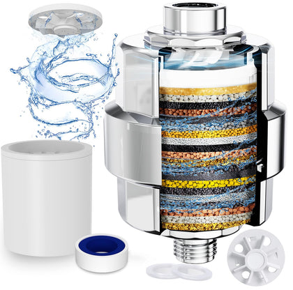 20 Stage Shower Filter for Hard Water, 1 Cartridge, Chrome