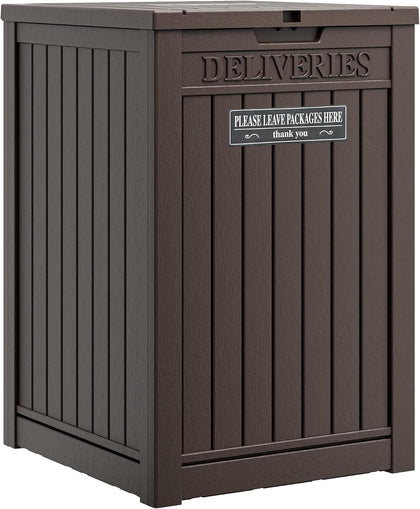Package Delivery Box for Outside, Waterproof Outdoor Storage, Brown