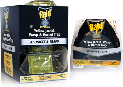 Yellow Jacket, Wasp & Hornet Trap, 3 Pack, Disposable, Convenient, Hanging Fly Trap Bags with Food-Based Lure