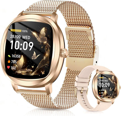 Smart Watch for Women, 1.72" Fitness Tracker with Answer/Make Calls, Sleep/Heart Rate Monitor, Smartwatch for Android