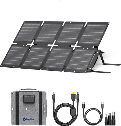 60W Portable Solar Panels with PD 45W USB-C, 20W USB-A, DC Outputs | Built-in Kickstand, IP68 Waterproof, Folding