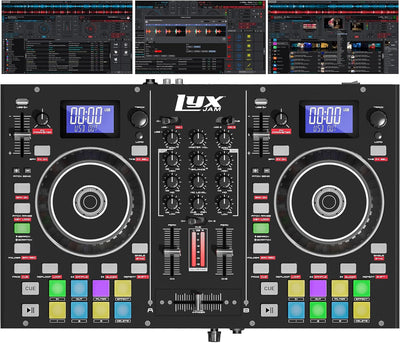 2-Deck Portable DJ Controller, Mixing Console with LCD Display | Manual Looping, USB, MIC Input, Record Output, 16
