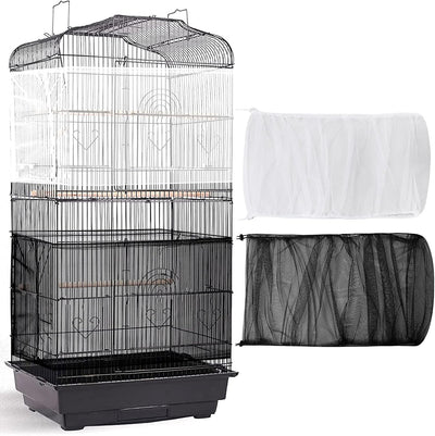 2 Pieces Adjustable Bird Cage Seed Catcher Birdcage Cover Nylon Mesh Netting Soft Skirt Guard for Parrot Parakeet