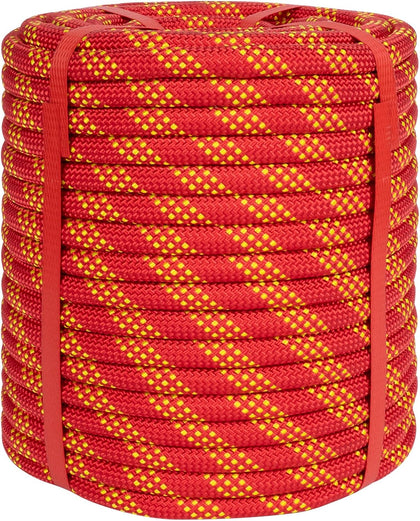 1/2 Inch Static Climbing Rope (150 Ft) - 9000lbs High Strength Arborist Bull Rope for Tree Pulling, Rigging &
