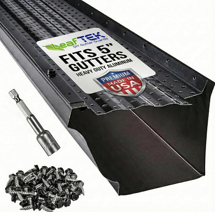 LeafTEK Heavy-Duty Aluminum Gutter Guard System, Fits 5 in, 200 ft, Black