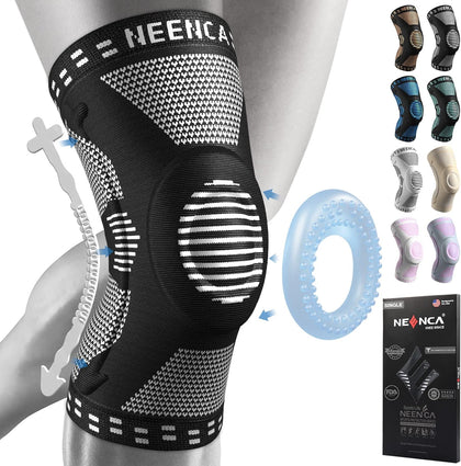 Professional Knee Brace, Compression Knee Support with Patella Gel Pad & Side Stabilizers, Medical Knee Sleeve for