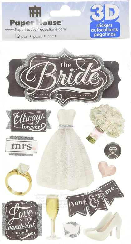 STDM-0254E 3D Cardstock Stickers, The Bride (3-Pack)