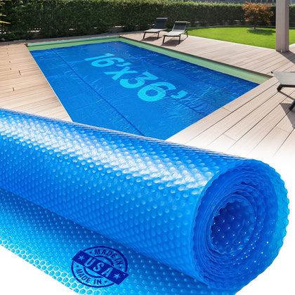16' x 36' Rectangular Solar Cover for Inground and Above Ground Pools, 12 Mil - Premium Heavy Duty Solar Blanket for