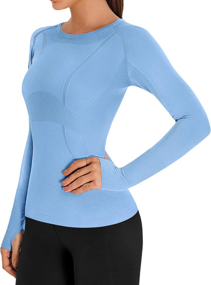 Womens Seamless Workout Shirts Long Sleeve Compression Tops Underscrub Athletic Gym Shirts