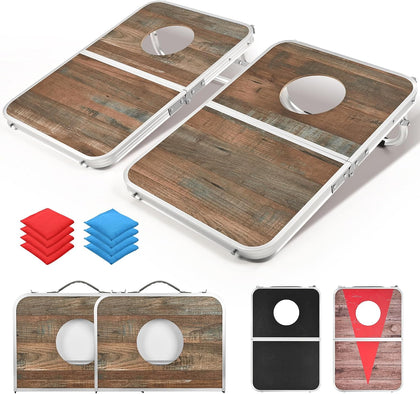 Portable Cornhole Board Set,24x16 / 30×20in Corn Hole Games for Adults with 8 Bean Bags, Lightweight Aluminum Alloy