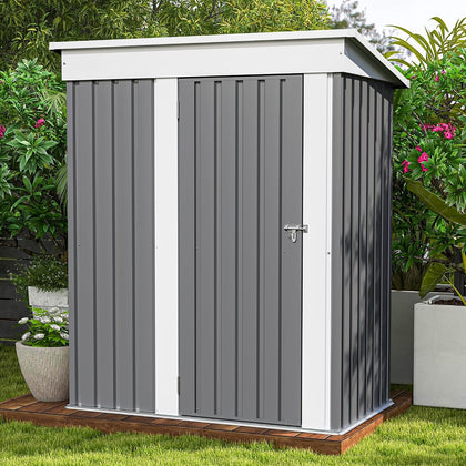 5x3 FT Outdoor Storage Shed, Garden Tool Shed | with Sloping Roof and Lockable Door, Metal Shed for Backyard Garden