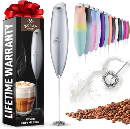 Zulay Powerful Milk Frother for Coffee with Upgraded Titanium Motor - Handheld Electric Whisk, Milk Foamer, Mini