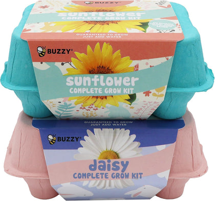 Seeds Flower Starter Kit 2-Pack - Egg Carton Eco-Friendly Pots - Complete Indoor Gardening Kit with Seeds, Coconut