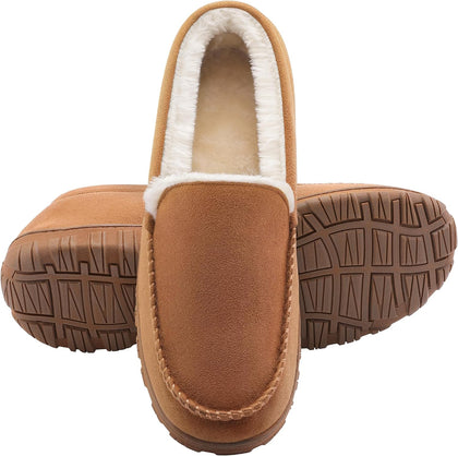 Men's Slippers Indoor Outdoor Warm Soft Plush Memory Foam House Slippers for Men Comfortable Bedroom Moccasin Slipper