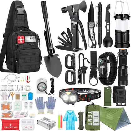Survival Kit, 294 Pcs Survival Gear Emergency Supplies First Aid Kit | Emergency Survival Kit Camping Essentials