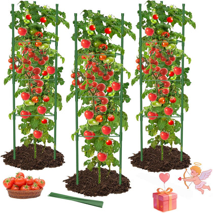 3 Pack Tomato Cages for Garden, 51in*13in Adjustable Tomatoes Plant Stakes Support Cages Trellis, Garden Trellis for