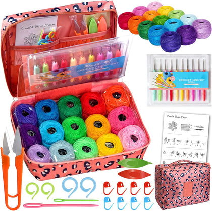 20 Pack Crochet Thread kit knittting kit for Knitting and Crochet Perfect Beginner Kit