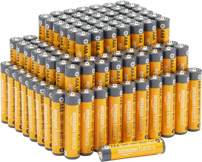 AAA Long-Lasting Alkaline Batteries, 100-Count, 1.5 Volt, 10-Year Shelf Life, Reliable for Multiple Devices