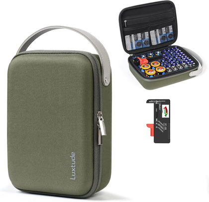 Battery Organizer Storage Case with Tester, Hard Batteries Holder Holds 61, Portable Batteries Case Organizers