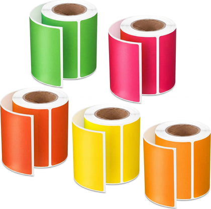 500 Pieces Rectangle Color Coding Labels 2 x 3 Inch Colored Sticker Labels Roll Fluorescent Removable Inventory
