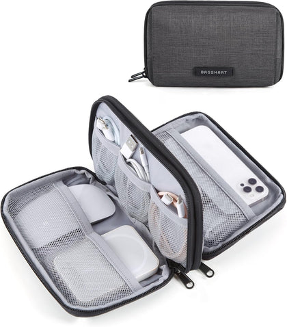 Electronics Travel Organizer for Cords, Zipper Pouch, Black | Travel Essentials, Tech Organizer Pouch, Cord organizer