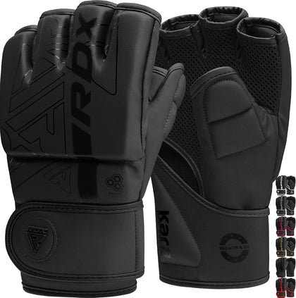 MMA Gloves Grappling Sparring, Pre-Curved Mixed Martial Arts Mitts Men Women Boxing Gloves, Maya Hide Leather Kara