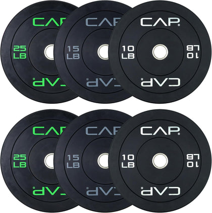 2-inch Olympic Bumper Plate Weight Set | 100-370 lbs | Multiple Colors | Storage Rack Optional