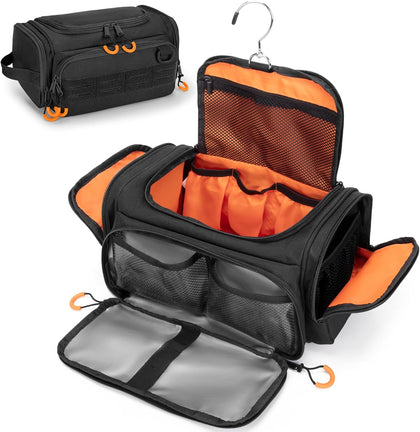 Tactical Toiletry Bag for Men, Hanging Hygiene Bag, Travel Dopp Kit Organizer for Shaving, Shower Essentials and