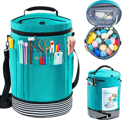 Expandable Yarn Storage Organizer, Crochet Bag & Yarn Tote with Zipper Closure, Yarn Holder for Crocheting and