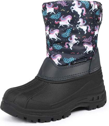 Kids Waterproof Snow Boots,Warm Faux Fur Lined | Durable Non-Slip TPR Outsole,Mid-calf height,Hook-and-Loop
